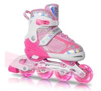 Nattork Blade Roller Skates for Girls with Light Up Wheel, Outdoor & Indoor Illuminating Pink Inline Skates for Girls Teenager Youth Ages 6-12 10 11 12, Beginners