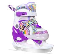 Nattork Girls Ice Skates for Kids 4 Size Adjustable Rainbow Ice Skate with Fleece Lining for Outdoor & Rink (Purple, XS)