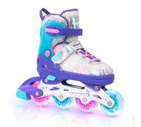 Nattork Inline Skates for Girls, 4 Sizes Adjustable Girls Blades Roller for Ages 3-12 with Light up Wheels & Safety Protection - Cool Birthday Gift for Indoor Outdoor Sports