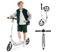 Nattork Kick Scooter for Kids 6+ Years Teens Adults - 240LB Weight Capacity, Front Shock Absorber and Adjustable Handlebar - Smooth Ride with 8" Sturdy Wheels, Ideal for Outdoor Sports White
