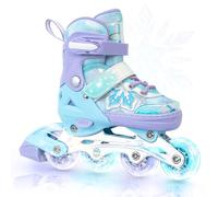 Nattork Kids Adjustable Inline Skates - Snowflake Blades Roller Skates for Girls Boys, Safe & Comfortable for Children Beginners Blue Size 1 2 3 4