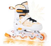 Nattork Kids Adjustable Inline Skates - Snowflake Blades Roller Skates for Girls Boys, Safe & Comfortable for Children Beginners Orange Size J10 11 12 13