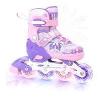 Nattork Kids Adjustable Inline Skates - Snowflake Blades Roller Skates for Girls Boys, Safe & Comfortable for Children Beginners Purple Size 1 2 3 4