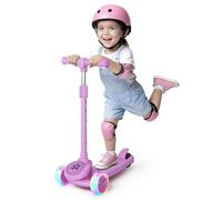 Nattork Kids Kick Scooter, LED Lighted Wheels and 3 Adjustable Height Handlebars, Lean-to-Steer & Wide Anti-Slip Deck, Child Safety Certified, Boys & Girls Ages 3+ Supports Up to 110 lbs