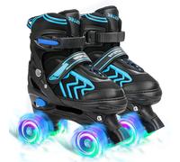 Nattork Kids Roller Skates for Girls Boys Kids, 4 Sizes Adjustable Fluorescent Quad Skates with Light up Wheels - Cool Birthday Gift for
