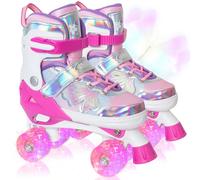 Nattork Kids Roller Skates for Girls Boys Kids, 4 Sizes Adjustable Quad Skates Butterfly and Flower with All Light up Wheels - Birthday Gift for Indoor Outdoor Sports
