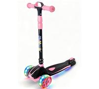 Nattork Light-Up 3-Wheels Scooter for Kids & Toddlers Ages 3-12 with 4 Adjustable Height for Boys & Girls,220LB Weight Capacity for Children3-5, 5-8, 6-12 Pink