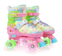 Nattork Roller Skates for Girls, 4 Sizes Adjustable Girls Roller Skates for Ages 3-12 with Light up Wheels & Safety Protection - Cool Birthday Gift for Indoor Outdoor Sports