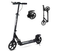 Nattork Scooter for Adults and Teens- Adjustable Height Folding Kick Scooter Large Sturdy Wheels for a Smooth Ride, Lightweight, Commuter Adult Scooters with Hand Brake,Shock Absorption-Black