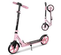 Nattork Scooter for Kids 8-12, Teens and Adults- Adjustable Height Folding Kick Scooter with Large Sturdy Wheels for Smooth Ride, Lightweight, Anti-Shock Suspension, Scooter for Boys and Girls-Pink