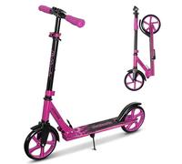 Nattork Scooter for Kids 8-12, Teens and Adults- Adjustable Height Folding Kick Scooter with Large Sturdy Wheels for Smooth Ride, Lightweight, Anti-Shock Suspension, Scooter for Boys and Girls-Red