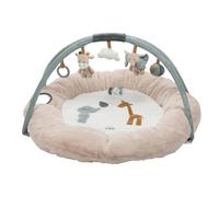 Nattou 20-Activity Thick-Padded Playmat/Baby Gym with Arches, Extra Padding on Edge, Detachable Toys, Machine Washable, Space-Saving Storage, PETA Approved, Axel, Luna Collection, Beige, 90x90x52 cm