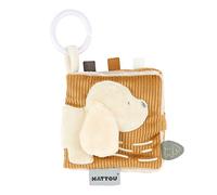 Nattou 388412 Children's Play Book Charlie Dog with Great Activities, Approx. 12 x 12 cm, PETA-Tested and Vegan, Cotton/Polyester, Brown