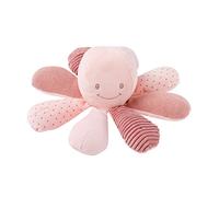 Nattou 8-Activity Plush Octopus, Soft Toy, Stuffed Animal, Cuddly Companion, Cotton/Polyester, Machine Washable, PETA-Approved Vegan, 0+ years, 25 cm, (Lapidou Collection) Pink