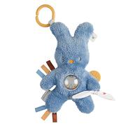 Nattou Active Polyester Cuddly Toy Rabbit with Rattle and Teether for Newborns and Premature Babies, Approx. 37 cm, PETA Tested and Vegan, Tipidou, Blue