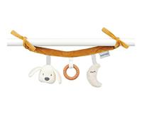 Nattou Activity Hanging Plush Maxi-Toy with Silicone Ring for Cot/Pram/Bouncer/Car Seat, 100 Percent Super Soft Polyester, PETA Approved and Vegan, 30 cm, Vanilla Charlie the Dog, Caramel