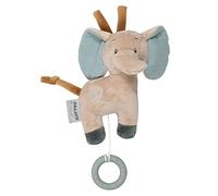 Nattou Axel the Elephant, Musical Plush Toy with Teething Ring, Cuddly Sleeping Aid, Integrated Music Box, No Batteries Needed, Hand Washable, 20 cm