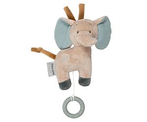 Nattou Axel the Elephant, Musical Plush Toy with Teething Ring, Cuddly Sleeping Aid, Integrated Music Box, No Batteries Needed, Hand Washable, 20 cm