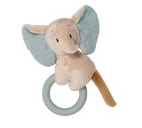 Nattou Axel The Elephant, Silicone Teether + Plush Rattle Toy, Baby Toys, 2-in-1 BPA Free Teether, PETA-Approved Vegan, 16 cm, Suitable from Birth