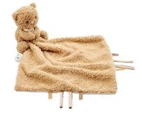Nattou Baby Bear Comfort Blanket - 27x27cm Brown, Soft Cuddly Toy with Pacifier Attachment, Teddy Collection, Ideal for Newborns & Infants