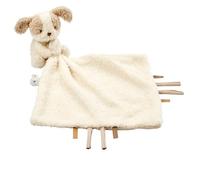 Nattou Baby Dog Comfort Blanket - 27x27cm Ecru, Cuddly Teddy Collection, Soft Security Blanket with Pacifier Attachment, Ideal for Newborns & Infants