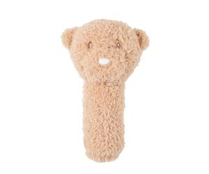 Nattou Baby Rattle Toy, Funny Sounds, Extra Soft Cuddly Teddy Fabric, First Playmate, Machine Washable, 100% Polyester, 14 x 5 x 6 cm, Caramel Bear