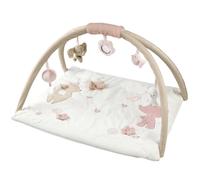 Nattou Cat Blanket with Hanging Toys and Various Activities, Approximately 70 x 80 cm, Rectangular, 100% Polyester, FanFan, Beige