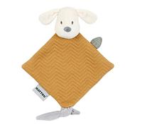Nattou Comforter Doudou with Ties, 30 x 20 cm, Cuddly Snuggle Blankie, Security Blanket, Extra Soft Cotton/Polyester, Machine Washable, PETA-Approved Vegan, Jacquard, Vanilla Charlie the Dog, Caramel