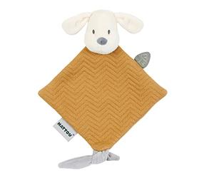 Nattou Comforter Doudou with Ties, 30 x 20 cm, Cuddly Snuggle Blankie, Security Blanket, Extra Soft Cotton/Polyester, Machine Washable, PETA-Approved Vegan, Jacquard, Vanilla Charlie the Dog, Caramel