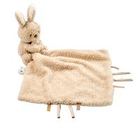 Nattou Cuddly Blanket Rabbit with Attachment for Dummy, 27 x 27 cm, 100% Polyester, Teddy, Sand