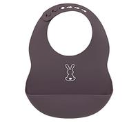 Nattou Feeding Bib with 180 ml Food Catcher/Drip Tray, Baby-Led Weaning, Adjustable Size, Waterproof, Super Soft Flexible BPA Free Silicone, Dishwasher Safe, 26 x 20 cm, Bunny Rabbit, Dark Purple