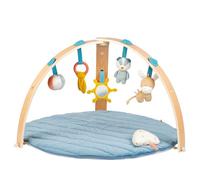 Nattou Felix & Leo Baby Playmat with Wooden Arch - Soft Padded Activity Mat with Hanging Toys, Blue, Suitable for Babies and Infants, 0 months+