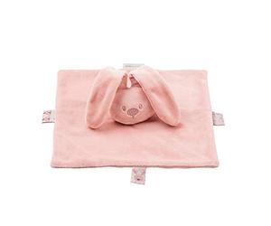 Nattou Lapidou Rabbit Comforter, Companion from Birth, 28 x 28 cm, Dusky Pink