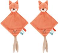 Nattou Mini Cuddly Toy/Cloth, Oscar The Fox, with Pacifier Holder, 21 x 39 x 13 cm, Fanny and Oscar, Orange, 296144 (Pack of 2)