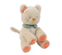 Nattou Mini Cuddly Toy Made of Cotton and Velour, Cuddly Toy Cat Lana for Newborns and Premature Babies, Integrated Rattle, Approx. 20 cm, Mila, Zoë and Lana, Beige