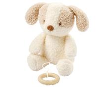Nattou Music Box Baby Dog Wiegellied "La-Le-Lu" with Ring, 100% Polyester, Teddy, Ecru