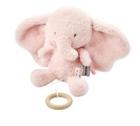 Nattou Music Box Made of Long Pile Plush, Elephant, Curling Song "La-Le-Lu", with Ring, 100% Polyester, FanFan, Pink