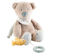 Nattou Musical Box Made of Polyester, Bear Jules, Wiegellied "La-Le-Lu", with Ring, Approx. 30 cm, Romeo, Jules and Sally, Beige