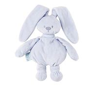 Nattou Plush Soft Toy, Stuffed Animal, Cuddly Companion, Grasping Design Develops Motor Skills, Machine Washable, 100 Percent Soft Polyester, PETA-Approved Vegan, 30 cm, Lapidou Rabbit, Light Blue