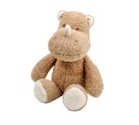 Nattou Teddy - Cuddly Rhino, Develops Fine Motor Skills, Huggable Fluffy Soft Fur Plush Toy, 100% Polyester, Machine Washable, 30 cm, Caramel