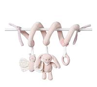 Nattou Polyester Rabbit Pomme Spiral with Rattle and Other Activities, Approx. 32 cm, Alice and Pomme, Dusky Pink