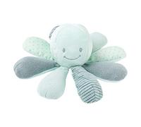 Nattou Pram Toy 8-Activity Plush Octopus, Soft Toy, Cuddly Companion, Cotton/Polyester, Machine Washable, PETA-Approved Vegan, 0+ years, 25 cm, Mint Green