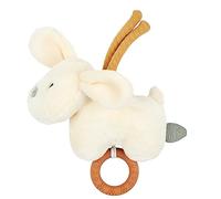 Nattou Musical Plush Soft Toy with Teething Ring and Ties, Cuddly Sleeping Aid, Integrated Music Box, No Batteries Needed, Hand Washable, PETA-Approved Vegan, Charlie the Dog, Vanilla, 20 cm