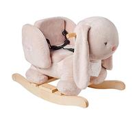 Nattou Rocking Animal Rabbit Pomme with Safety Belt Happy Swinging Back and Forth 63 x 33 x 45.5 cm, Alice and Pomme, Polyester/Wood, Dusky Pink