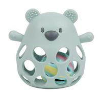 Nattou Silicone Rattle with Ball, Bear, Approx. 11 cm, Silicone, Pastel Green