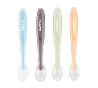 Nattou Silicone Spoons for Children, Pack of 4, Length: 16 cm, with Carry Box for 1 Spoon, BPA-Free, Silicone, Colourful