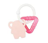 Nattou Silicone Teether + Hanging Animal, 2-in-1 Cooling Water-Filled Element Teether, Refrigeratable, Ergonomic Design, BPA Free, PETA-Approved Vegan, 10 cm, Pink Elephant