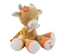 Nattou Soft Toy Made of Cotton and Velour, Cuddly Toy Cow Mila as Companion from Birth, Approx. 32 cm, Mila, Zoë and Lana, Beige