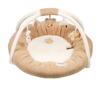 Nattou Teddy Playmat, with Toy Arch, Plush Baby Playgym, Soft Mat, 90 cm, Padded Edges, Ecru Caramel