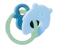 Nattou Teething Ring of Silicone, Bear and Duck, BPA-Free, 8 x 10 x 4 cm, Silicone, Green/Blue